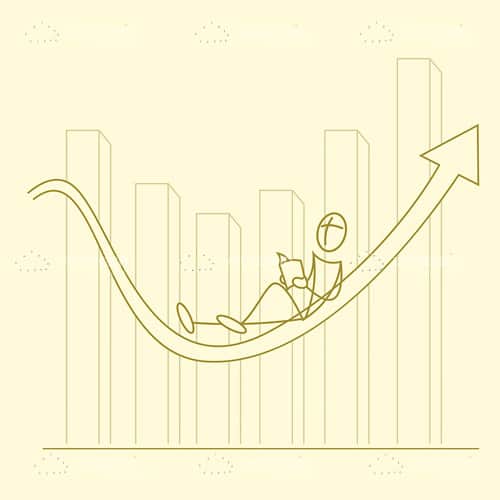 Growth Graphic with Abstract Man Reading Book in Sketch Style